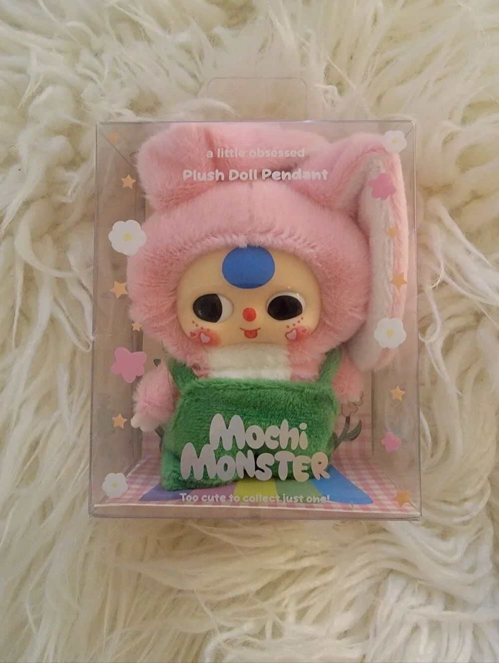 🆕️🐰Mochi Monster "A Little Obsessed" Plush Monster Charm - Pink Rabbit, 5"